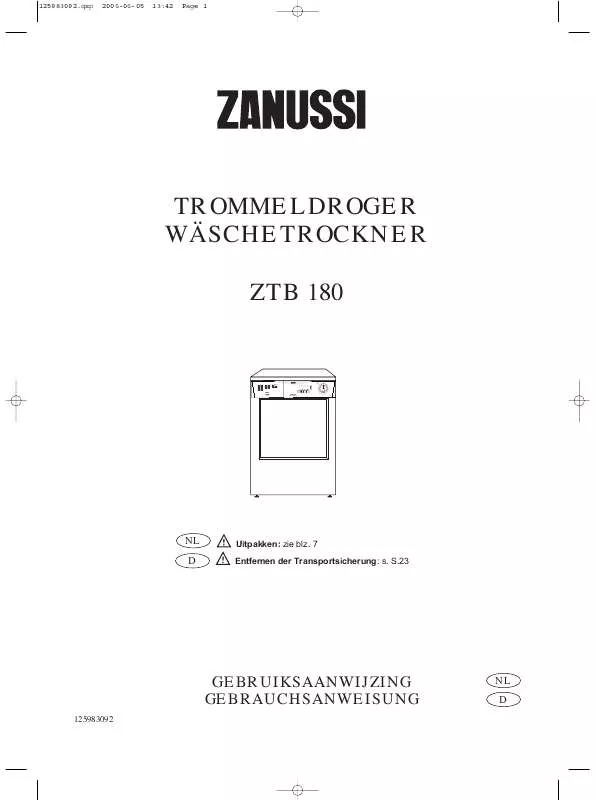 Mode d'emploi ZANUSSI ZTB180