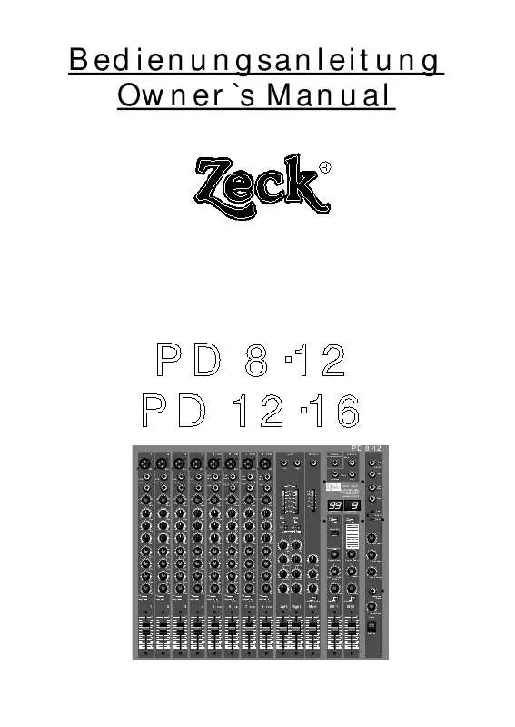 Mode d'emploi ZECK PD 8.12
