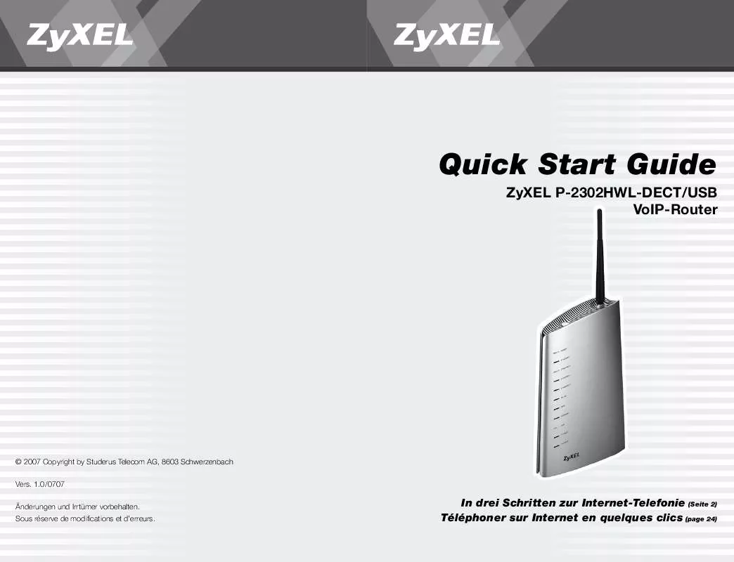 Mode d'emploi ZYXEL P-2302HWL-DECT-USB