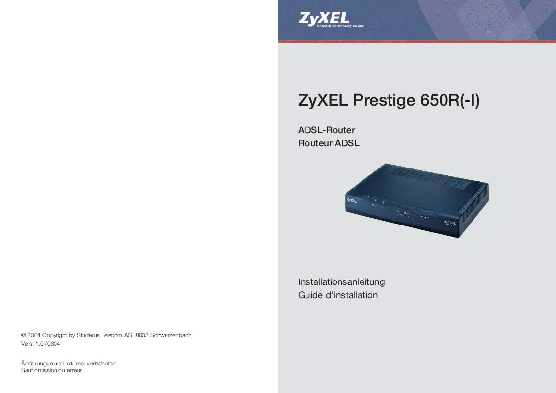 Mode d'emploi ZYXEL PRESTIGE 650R