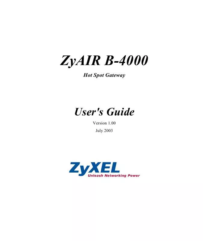 Mode d'emploi ZYXEL ZYAIR B-4000 WLAN-HOTSPOT-GATEWAY