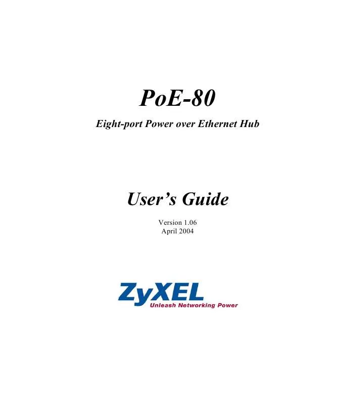 Mode d'emploi ZYXEL ZYAIR POE-80 POE-8-PORT-HUB