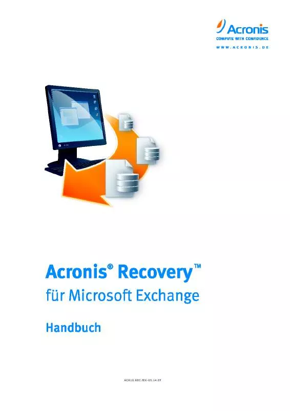 Mode d'emploi ACRONIS ACRONIS RECOVERY