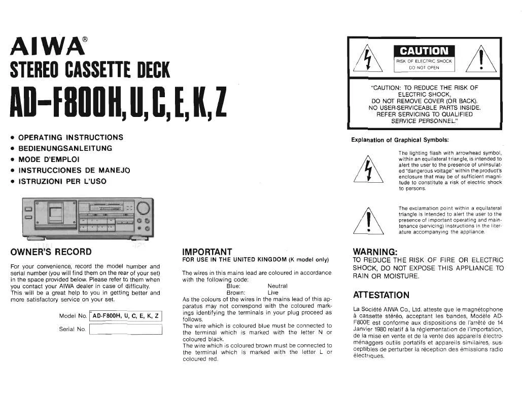 Mode d'emploi AIWA AD-F 800Z