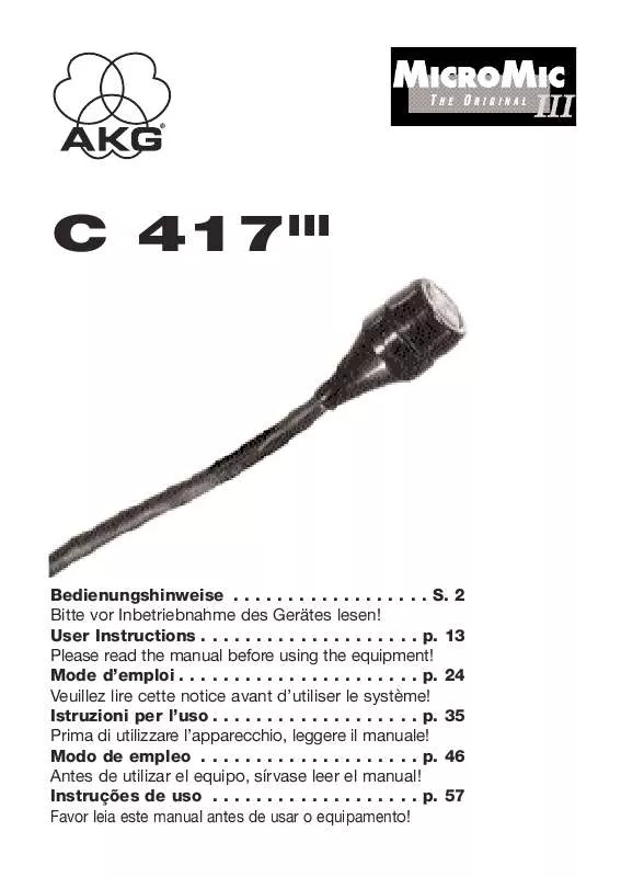 Mode d'emploi AKG C 417 III