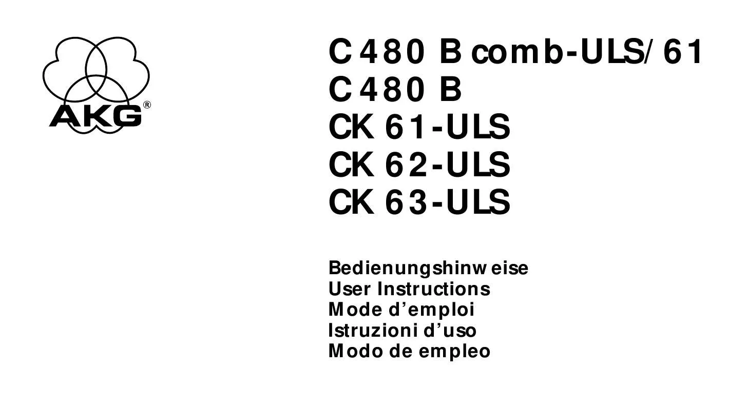 Mode d'emploi AKG C 480 B