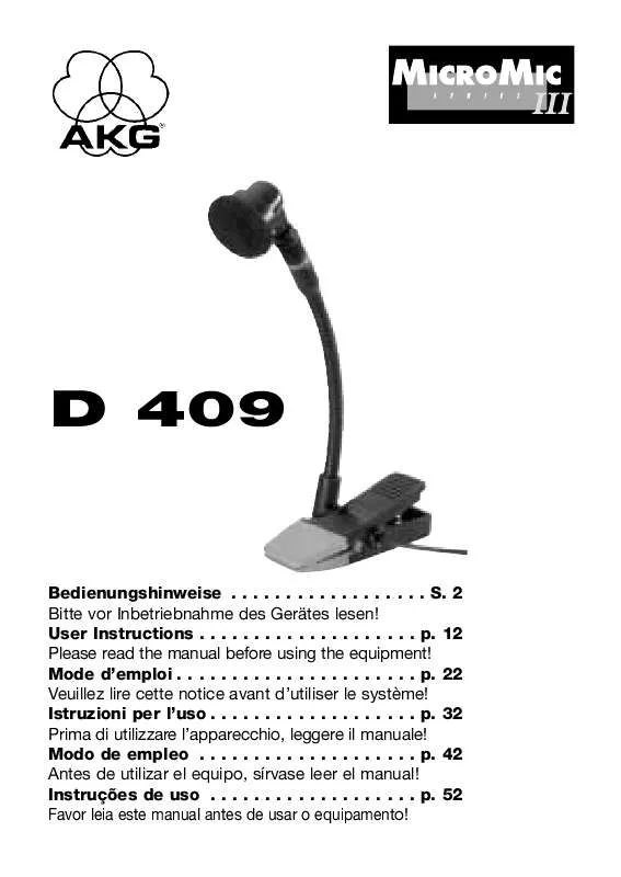 Mode d'emploi AKG D 409