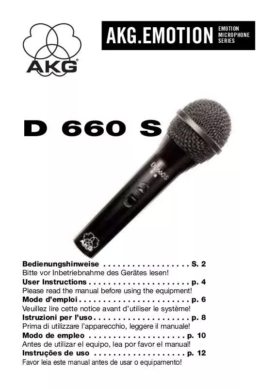 Mode d'emploi AKG D 660 S