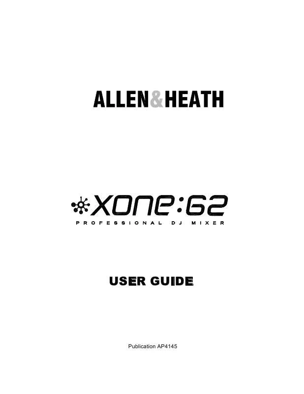 Mode d'emploi ALLEN & HEATH XONE62