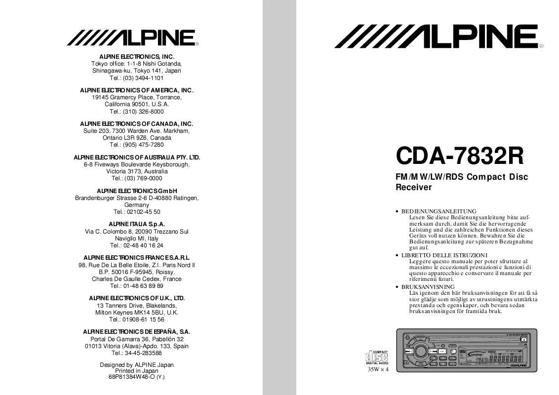 Mode d'emploi ALPINE CDA-7832R