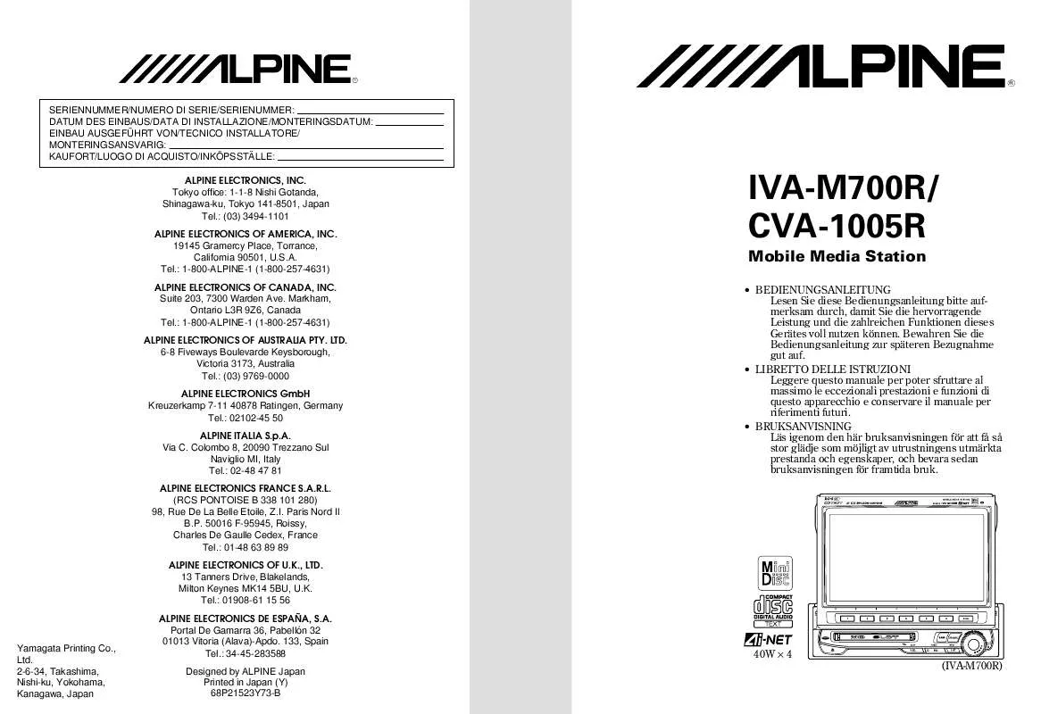Mode d'emploi ALPINE IVA-M700R