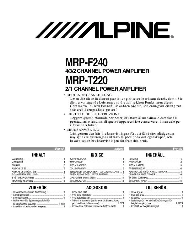 Mode d'emploi ALPINE MRP-F240