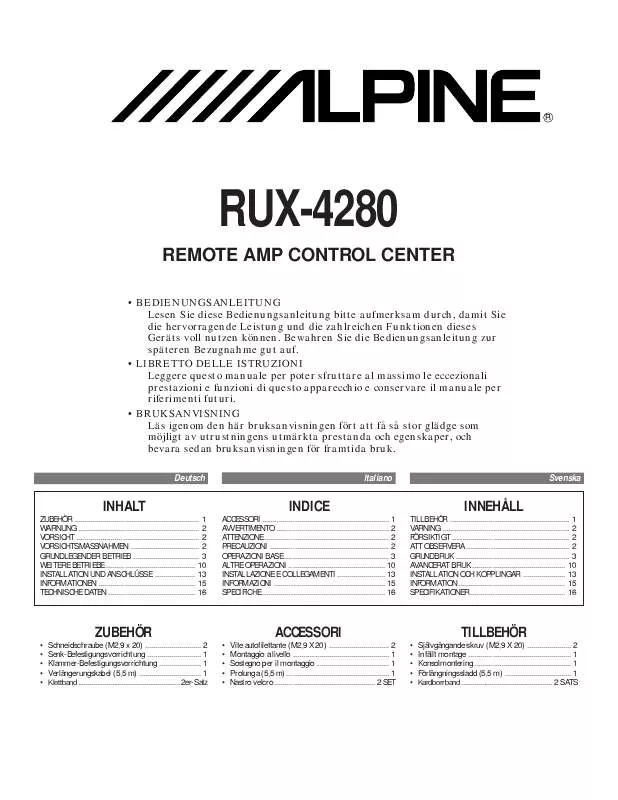 Mode d'emploi ALPINE RUX-4280