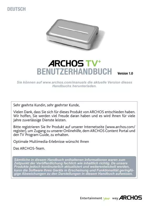 Mode d'emploi ARCHOS TV+