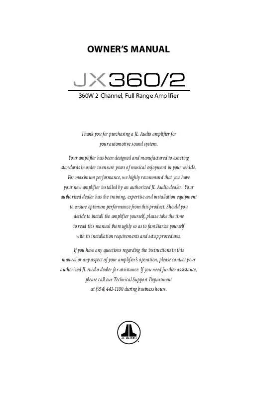 Mode d'emploi AUDIO DESIGN JX360-2