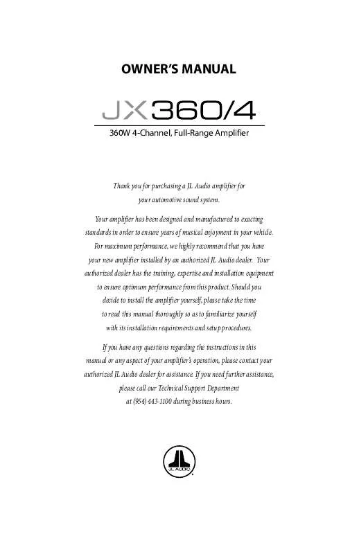 Mode d'emploi AUDIO DESIGN JX360-4