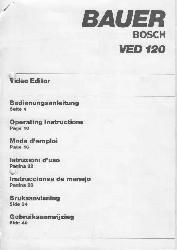 Mode d'emploi BAUER VED 120