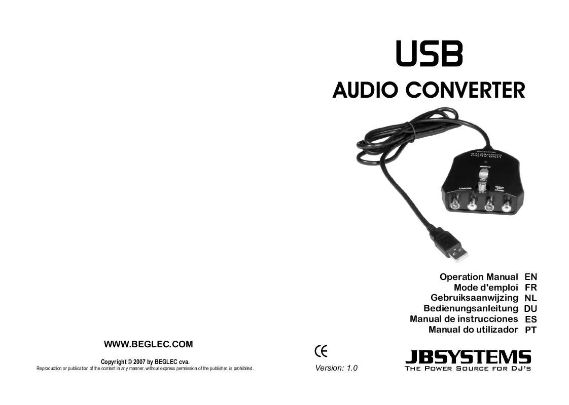Mode d'emploi BEGLEC USB AUDIO CONVERTER