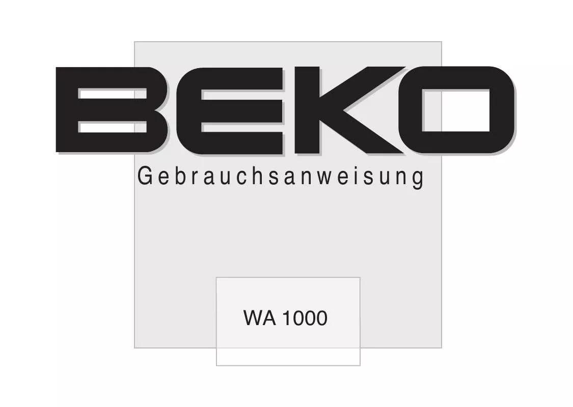 Mode d'emploi BEKO WA 1000