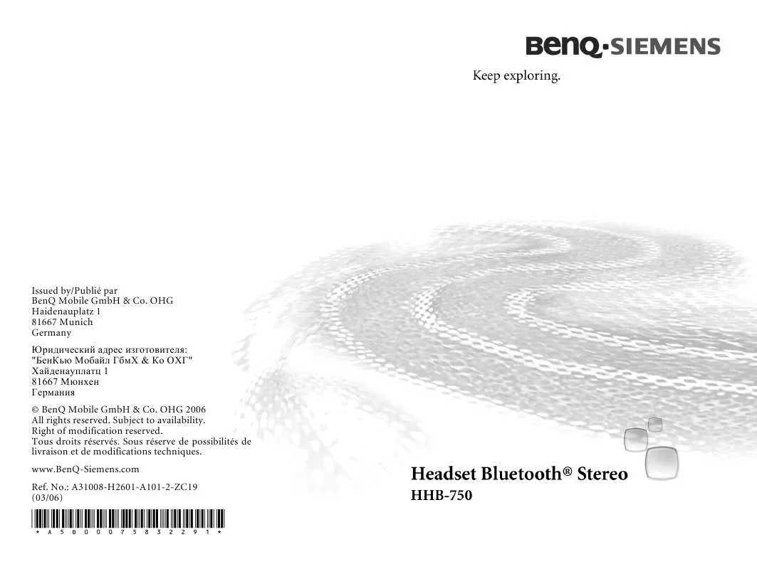 Mode d'emploi BENQ-SIEMENS HHB-750