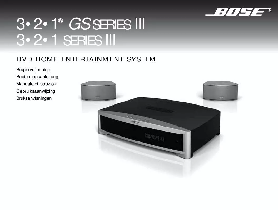 Mode d'emploi BOSE 321 UND 321 GS DVD HOME ENTERTAINMENT SYSTEMS