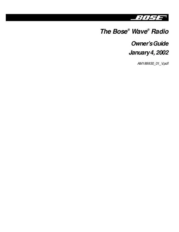 Mode d'emploi BOSE WAVE RADIO II