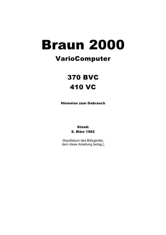 Mode d'emploi BRAUN 370 BVC