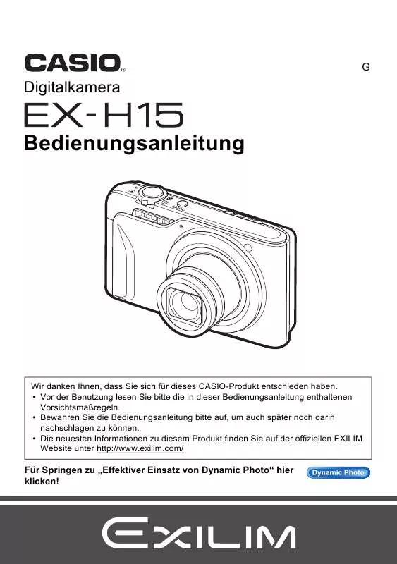 Mode d'emploi CASIO EXILIM EX-H15