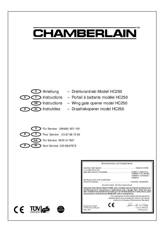 Mode d'emploi CHAMBERLAIN HC250