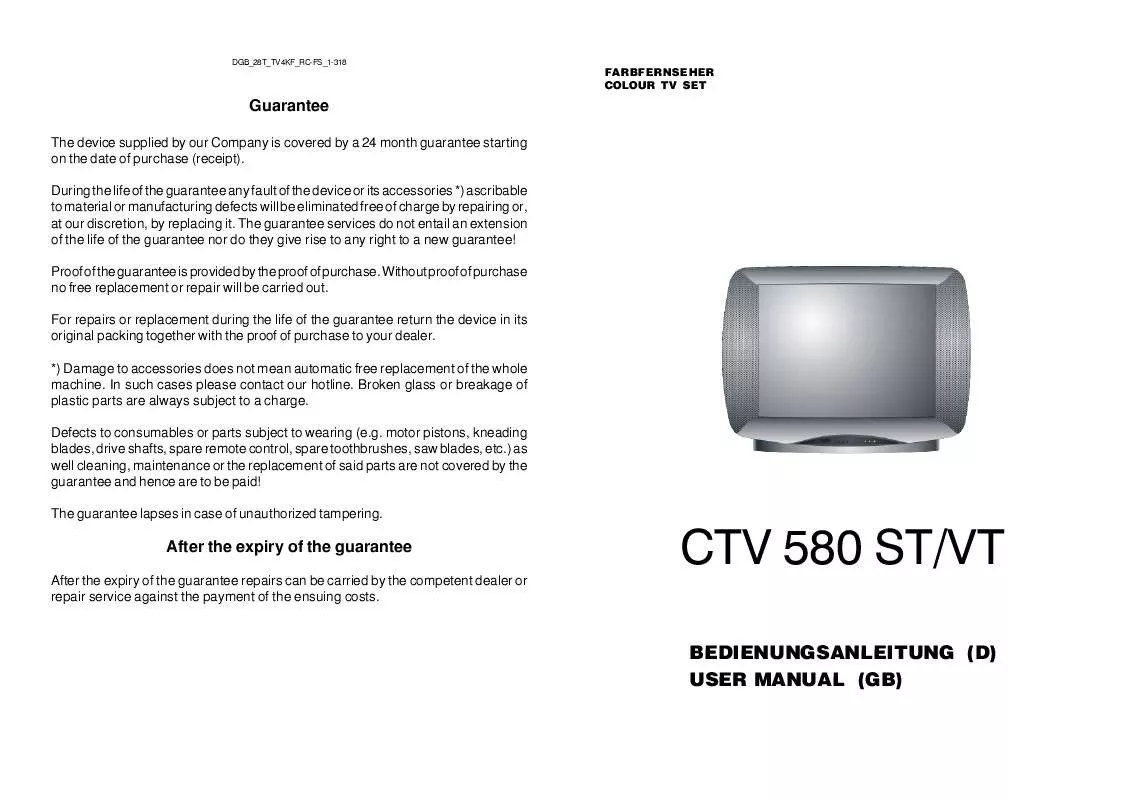 Mode d'emploi CLATRONIC CTV 580 ST