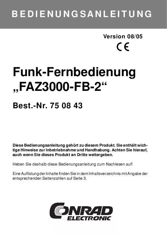 Mode d'emploi CONRAD ELECTRONIC FAZ3000-FB-2