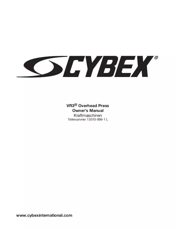 Mode d'emploi CYBEX INTERNATIONAL 12010 OVERHEAD PRESS