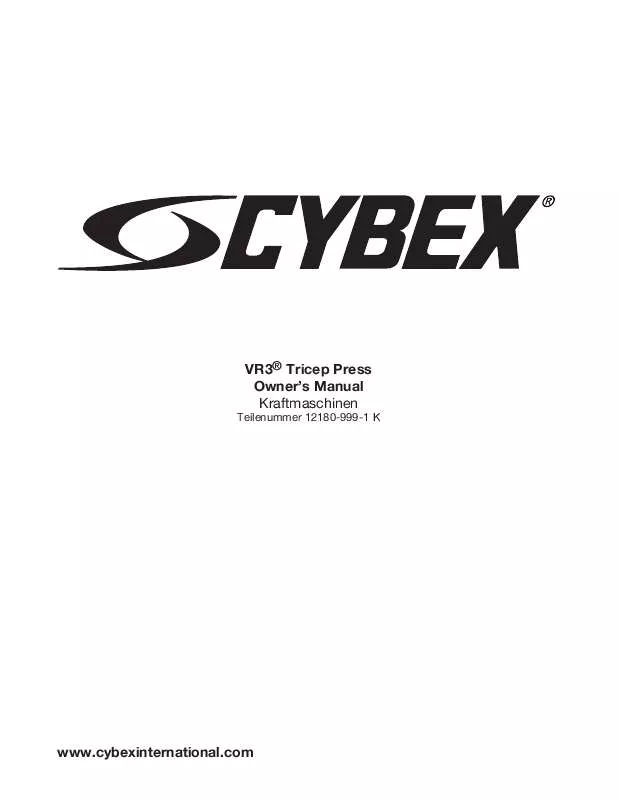 Mode d'emploi CYBEX INTERNATIONAL 12180 TRICEP PRESS