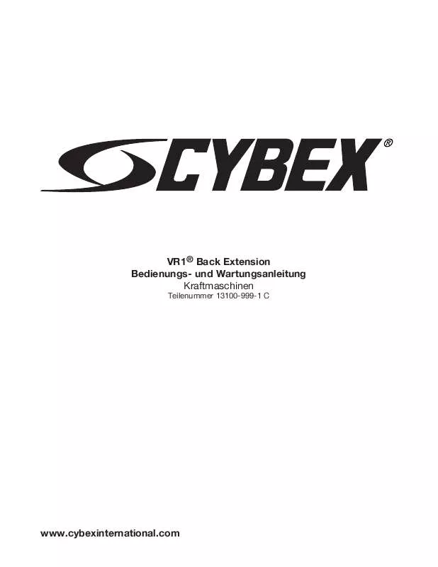 Mode d'emploi CYBEX INTERNATIONAL 13100 BACK EXTENSION