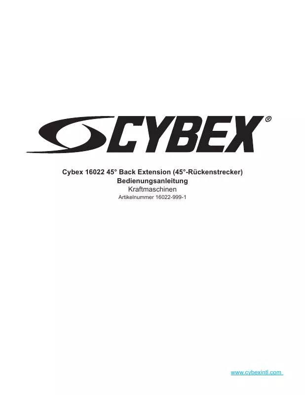 Mode d'emploi CYBEX INTERNATIONAL 16022 45 DEGREE BACK EXTENSION