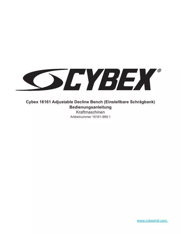 Mode d'emploi CYBEX INTERNATIONAL 16161 ADJUSTABLE DECLINE BENCH