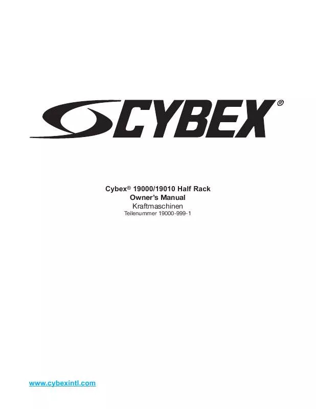 Mode d'emploi CYBEX INTERNATIONAL 19000_19010 HALFRACK