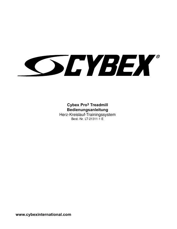 Mode d'emploi CYBEX INTERNATIONAL PRO3 (550T) TREADMILL