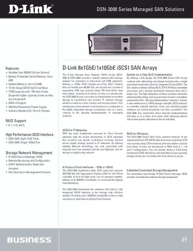 Mode d'emploi D-LINK DSN-3200-10