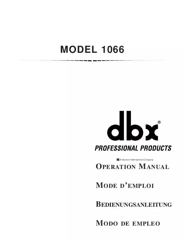 Mode d'emploi DBX 1066