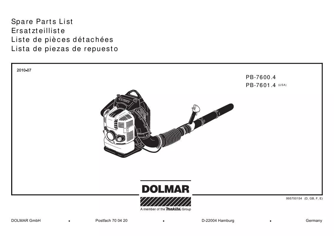 Mode d'emploi DOLMAR PB-7601.4