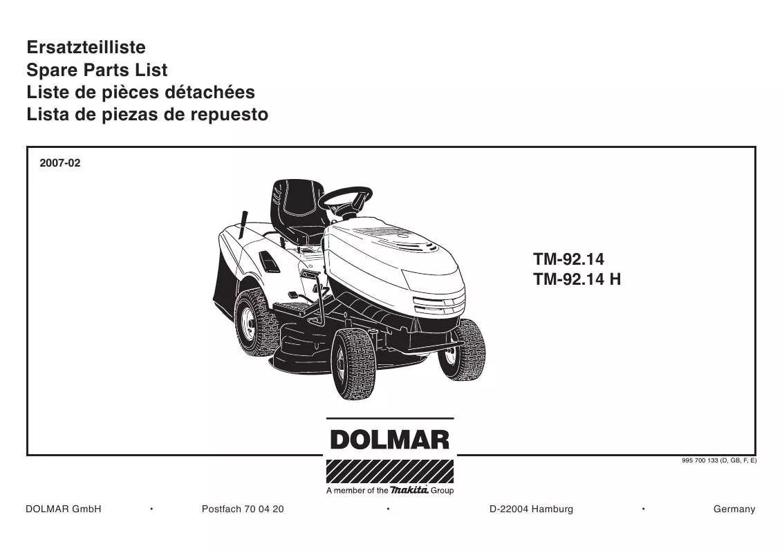 Mode d'emploi DOLMAR TM-92.14