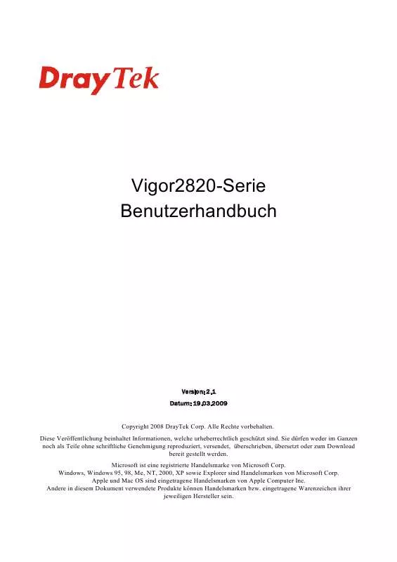 Mode d'emploi DRAYTEK VIGOR 2820VS