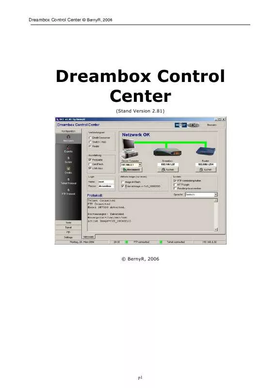 Mode d'emploi DREAMVISION DREAMBOX CONTROL CENTER