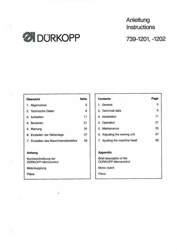 Mode d'emploi DURKOPP 739-1201