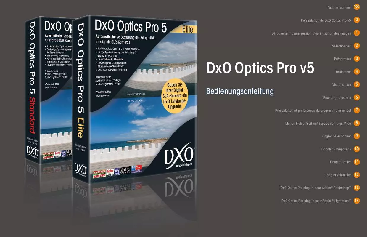 Mode d'emploi DXO OPTICS PRO V5.1