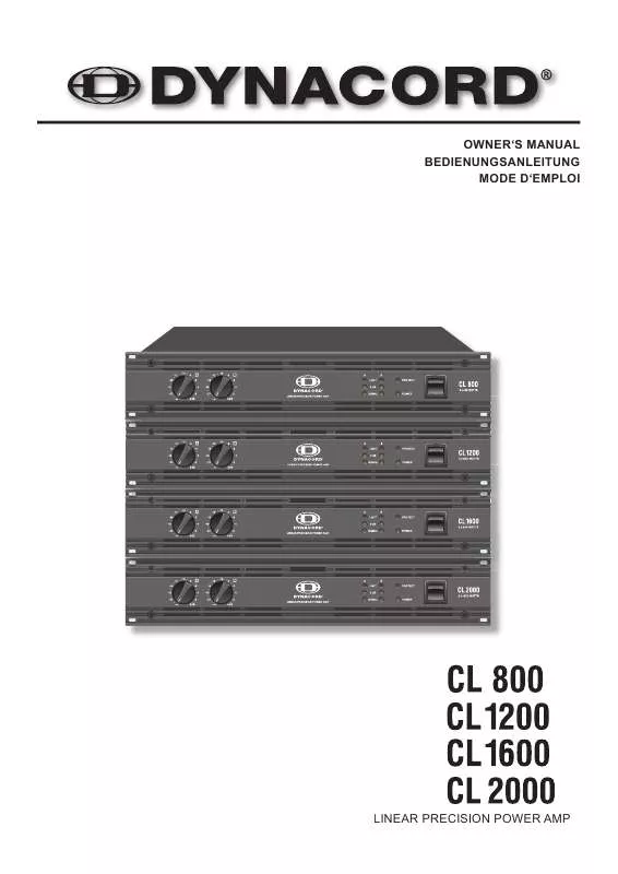 Mode d'emploi DYNACORD CL 1600