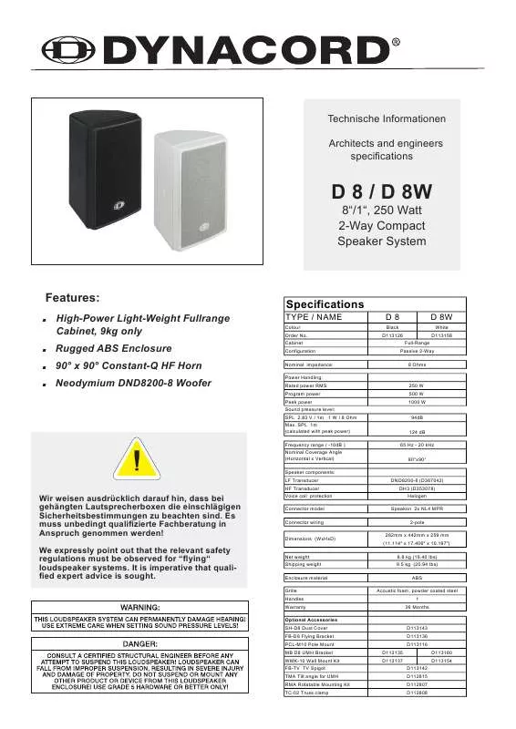 Mode d'emploi DYNACORD D 8