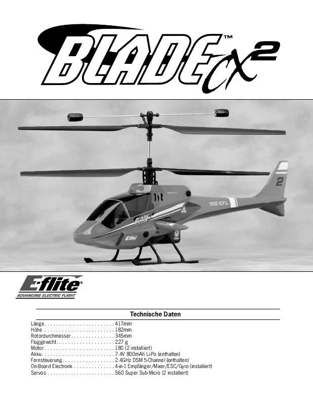 Mode d'emploi E-FLITE BLADE CX2