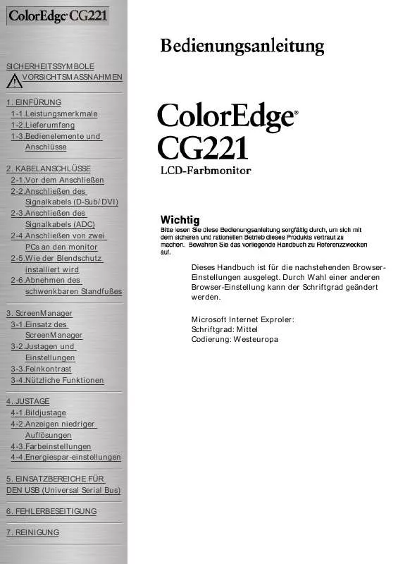Mode d'emploi EIZO COLOREDGE CG221